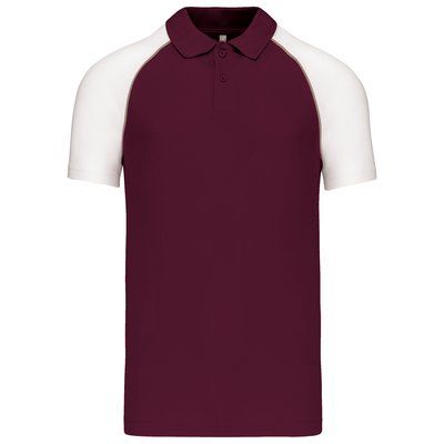 Polo baseball manga corta Bordeaux / White S