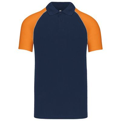 Polo baseball manga corta Navy / Orange M