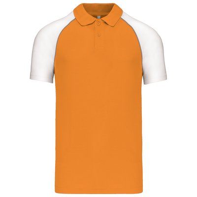 Polo baseball manga corta Orange / White XXL