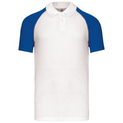 Polo baseball manga corta White / Royal Blue L