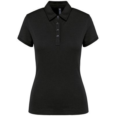 Polo básico de manga corta para mujer Negro S