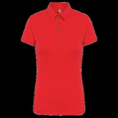 Polo básico de manga corta para mujer Red XS