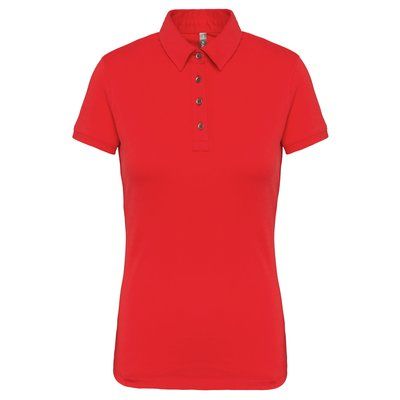 Polo básico de manga corta para mujer Rojo XL