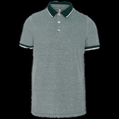 Polo bicolor hombre 100% algodón Marl Fir Green S