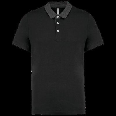 Polo bicolor hombre algodón Black / Dark Grey Heather L