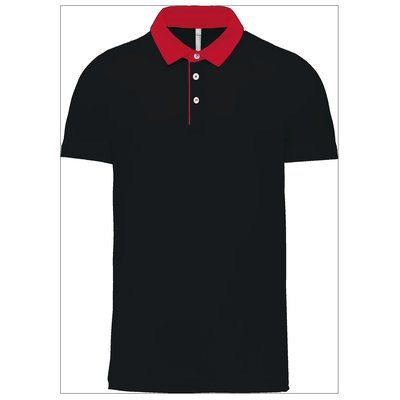 Polo bicolor hombre algodón Black / Red 3XL