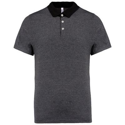 Polo bicolor hombre algodón Dark Grey Heather / Black S