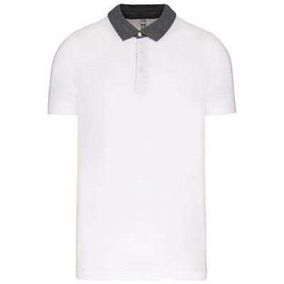 Polo bicolor hombre algodón White / Dark Grey Heather XL