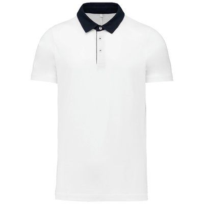 Polo bicolor hombre algodón White / Navy 3XL