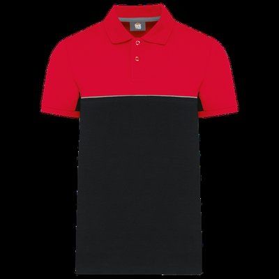 Polo bicolor manga corta unisex Black / Red L