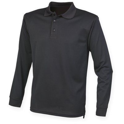 Polo clásico de manga larga unisex Black S