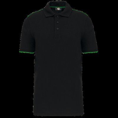 Polo contrastado hombre Black / Kelly Green 4XL