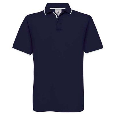 Polo deportivo de algodón peinado Navy / White L