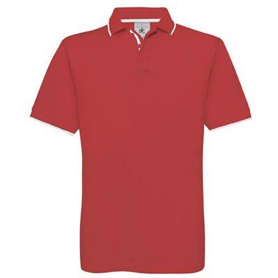 Polo deportivo de algodón peinado Red / White S