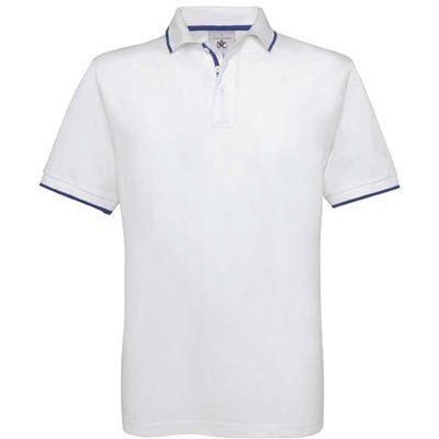 Polo deportivo de algodón peinado White / Royal Blue M