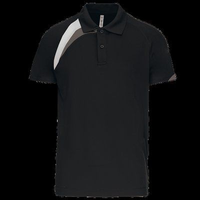 Polo deportivo unisex 100% poliéster Black / White / Storm Grey 4XL