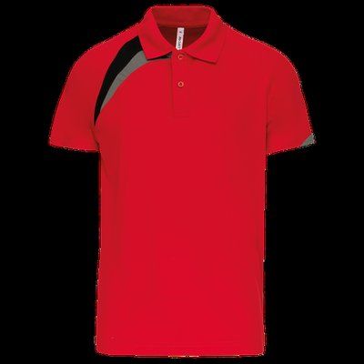 Polo deportivo unisex 100% poliéster Sporty red/Black/Storm grey L