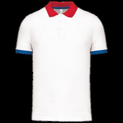 Polo entallado y estilo moderno White / Red / Sporty Royal Blue 3XL