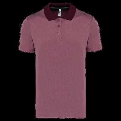 Polo jaspeado de manga corta Burgundy Heather 3XL