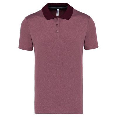 Polo jaspeado de manga corta Burgundy Heather S