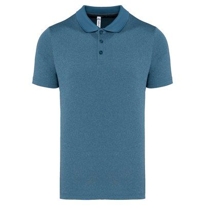 Polo jaspeado de manga corta Steel Blue Heather 4XL