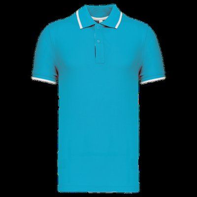 Polo manga corta 100% algodón piqué Light Turquoise / White / Navy XXL