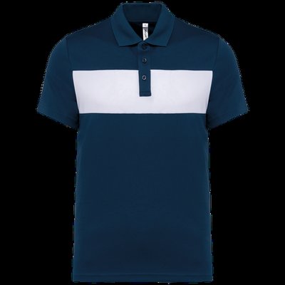 Polo de manga corta unisex con Panel en el pecho Azul / Blanco L