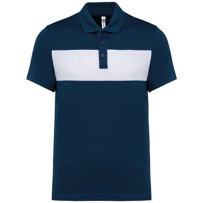 Polo de manga corta unisex con Panel en el pecho Azul / Blanco M