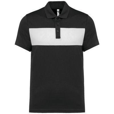 Polo de manga corta unisex con Panel en el pecho Negro 3XL