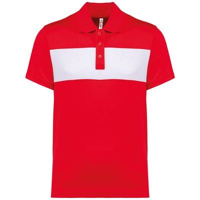 Polo de manga corta unisex con Panel en el pecho Rojo / Blanco 3XL