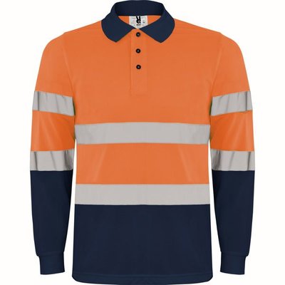 Polo Manga Larga Alta Visibilidad MARINO/NARANJA FLUOR XL