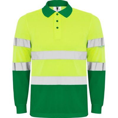 Polo Manga Larga Alta Visibilidad VERDE JARDÍN/AMARILLO FLÚOR XL