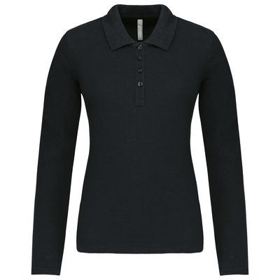 Polo de manga larga entallado mujer Black XS