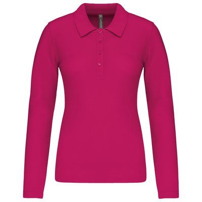 Polo de manga larga entallado mujer Fuchsia XXL