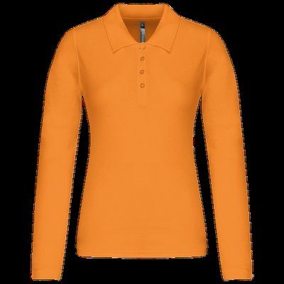 Polo de manga larga entallado mujer Orange L