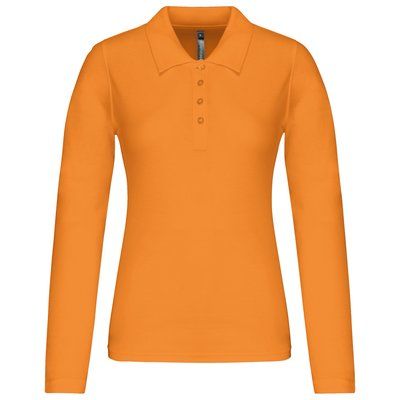 Polo de manga larga entallado mujer Orange S