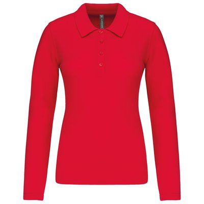 Polo de manga larga entallado mujer Red XS