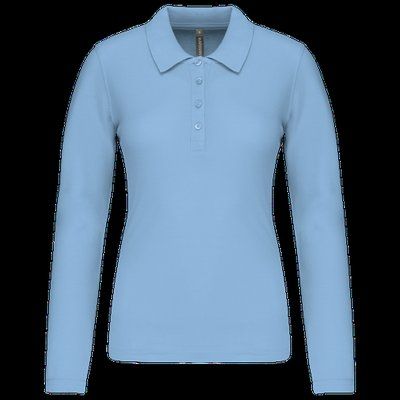 Polo de manga larga entallado mujer Sky Blue S