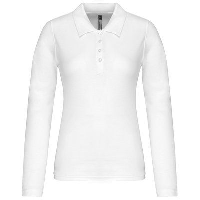 Polo de manga larga entallado mujer White XXL