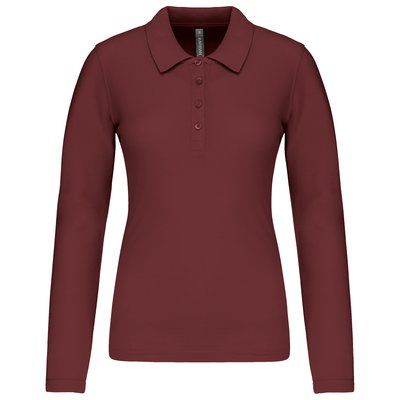 Polo de manga larga entallado mujer Wine XL