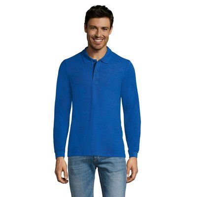 Polo Manga Larga Hombre 180g Azul Royal L