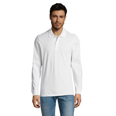 Polo Manga Larga Hombre 180g Blanco 4XL