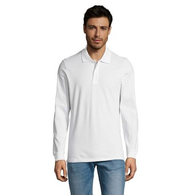 Polo Manga Larga Hombre 180g Blanco L