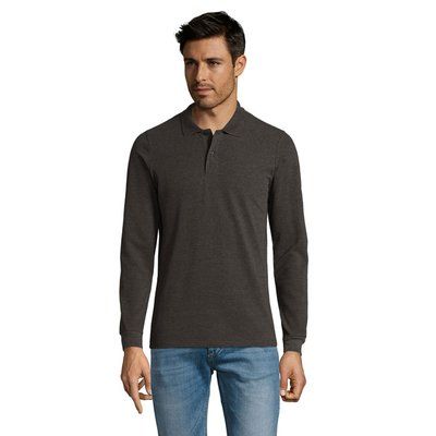 Polo Manga Larga Hombre 180g Gris XL