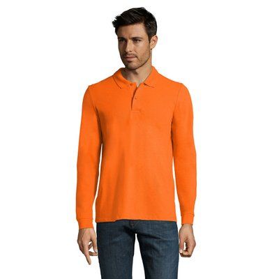 Polo Manga Larga Hombre 180g Naranja M