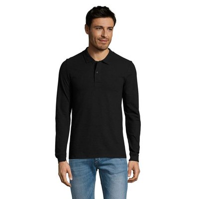 Polo Manga Larga Hombre 180g Negro S