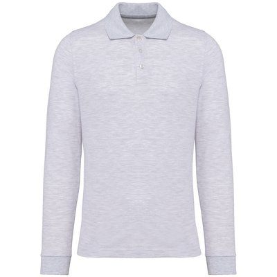 Polo manga larga hombre algodón piqué Ash Heather 3XL