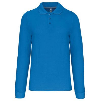 Polo manga larga hombre algodón piqué Azul 3XL