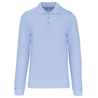 Polo manga larga hombre algodón piqué Azul S