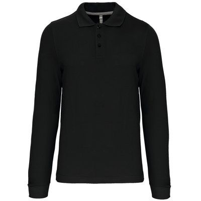 Polo manga larga hombre algodón piqué Black M